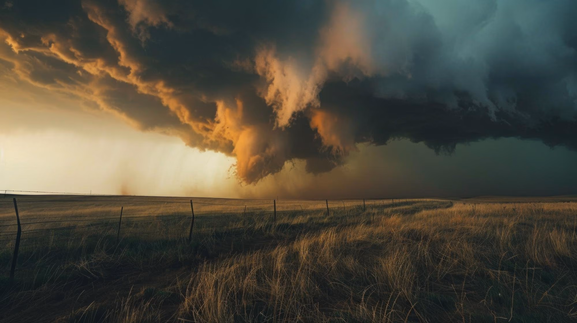 Storm clouds rolling over open prairie