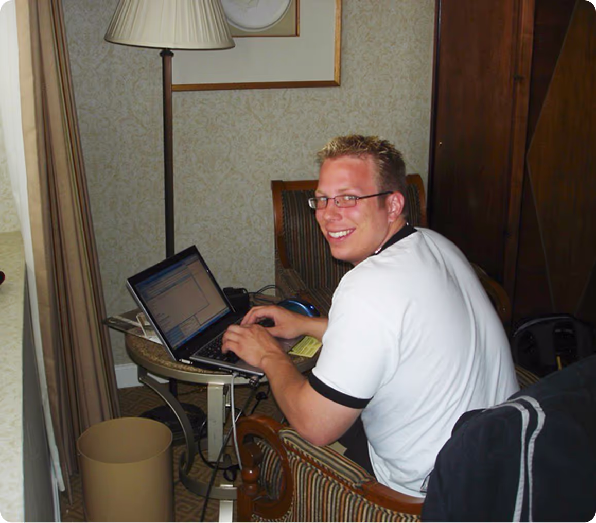 Young John with a laptop